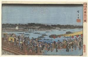 両国大橋の花火 両国橋の花火の図 東都名所（連載タイトル） とと名所