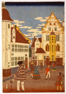 イラストレイテッド・ロンドン・ニュース、パブからのアメリカン・ライフの眺め。 1860年。 作： Hiroshige Utagawa