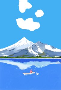 冬の湖での釣り 作： Hiroyuki Izutsu