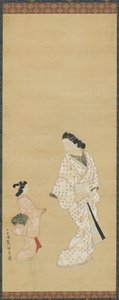 遊女と少女、1688-1697。 作： Hishikawa Morofusa