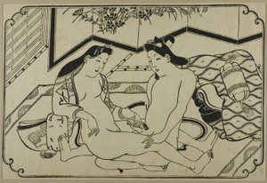 春画アルバムの一枚 作： Hishikawa Moronobu
