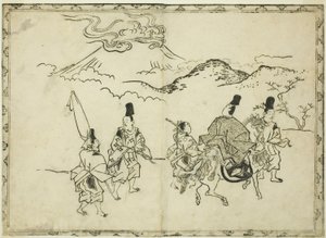 業平の東方見聞録（図録『屏風掛軸絵巻』より）" 作： Hishikawa Moronobu