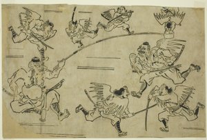 天狗王が生徒を訓練する、1690年頃 作： Hishikawa Moronobu
