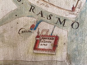17 世紀の地図上のラッツァレット ヌオーヴォ。 作： Historical Document.