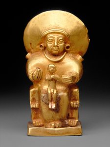 子供を抱く女神の座像、紀元前1300年頃（金