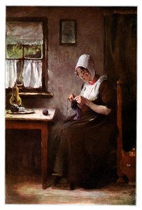 編み物をする漁師、1901 年。 作： Hobbe Smith