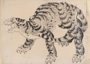 タイガー、19世紀。 作： Hokusai School.