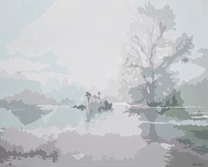 霧の朝、2024年（キャンバスに油彩） 作： ホリー・ボーラック