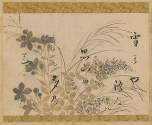 花と草と詩、江戸時代、1615-1637. 作： Hon
