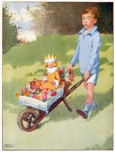 Blackie & Co 発行の「Josephine Keeps House」の挿絵である、ゴージャスな馬車に乗って駆けつけたセランディン王女。 作： Honor Charlotte Appleton