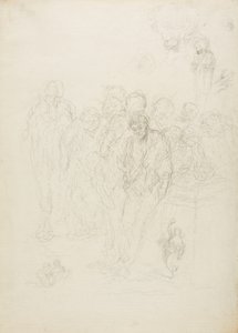 男性のグループ、およびその他のスケッチ、1857年 作： Honoré Daumier