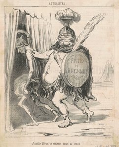 テントに引きこもるアシル・ヴェロン 作： Honoré Daumier