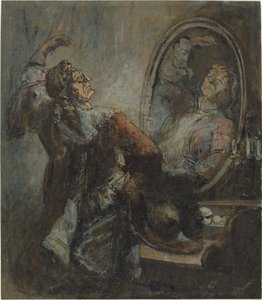 鏡の前でポーズをとる俳優 作： Honoré Daumier