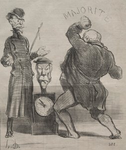 Actualities (プレート 183): 自分の力を試す 作： Honoré Daumier