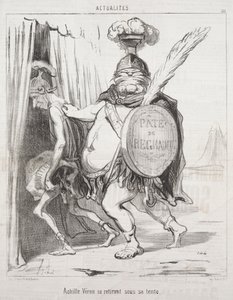 現状：アキレスがテントに引っ込める、1850。 作： Honoré Daumier