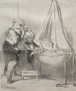 現実：確かに、彼女は非常に病気です！...、1851年。 作： Honoré Daumier