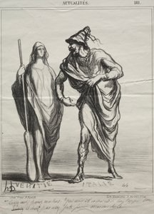 現実、プレート 181: あなたは私を何だと思っているのですか! 私の腕を取って 作： Honoré Daumier