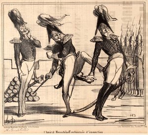 視察中のアレクサンドル・セルゲイヴィッチ・メンシコフ提督、1854年。 作： Honoré Daumier