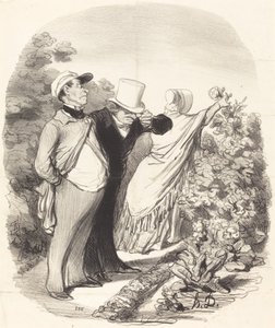 おいで!...ここで彼女は私のためにバラを摘んでいます... 作： Honoré Daumier