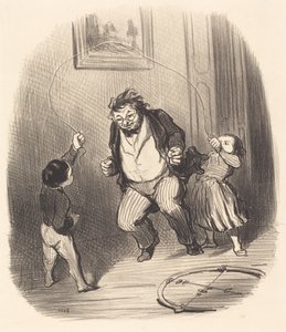 さあ、パパ...もっと... 32周!... 作： Honoré Daumier