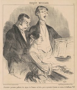 ロッシーニの滞在を楽しむパリのアマチュア 作： Honoré Daumier