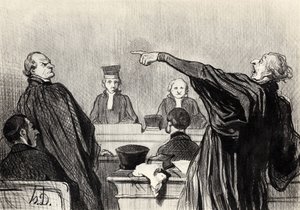 明らかに完全に納得している支持者... 1845年のLes gens de justiceシリーズから 作： Honoré Daumier