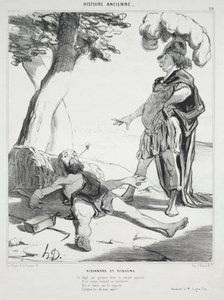 古代史、プレート 20: アレクサンダーとディオゲネス 作： Honoré Daumier