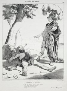 古代史、プレート20：アレクサンダーとディオゲネス、1842年8月14日。 作： Honoré Daumier