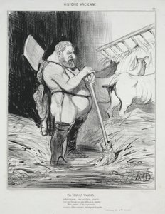 古代史、プレート26：1842年9月25日、Augeasの馬小屋。 作： Honoré Daumier
