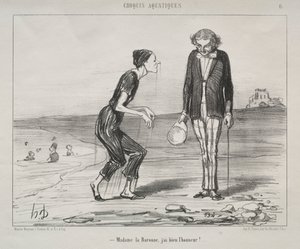 アクアティック スケッチ、プレート 8: マダム ラ バロンヌ、それは私の名誉です... 作： Honoré Daumier
