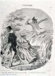 オノレ・ドーミエ（1808-1879）の作品。Charivariは1845年にさかのぼります。Serie PASTORALES "私たちは、このような恐れを持つことがどれほど良いことか...。"彼が私の夫だと思っていました！"マルセイユ、ロンシャン宮殿の美術館