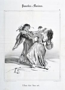 オノレ・ドーミエ（1808-1879）の作品。Charivariは1840年の作品。PROVERBES ET MAXIMES "A bon cat bon rat" 美術博物館 - PALAIS LONGCHAMP, MARSEILLE 作： Honoré Daumier