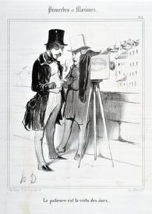 オノレ・ドーミエ（1808-1879）の作品。Charivariは1840年の作品。Serie PROVERBES ET MAXIMES "Patience is the virtue of donkeys" MUSEE DES BEAUX ARTS - PALAIS LONGCHAMP, MARSEILLE 作： Honoré Daumier