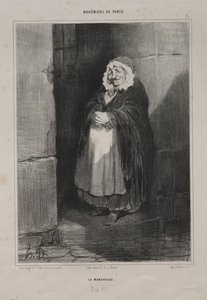 パリのボヘミアン、プレート15：Pedestrainまたは大きな病気の女性、1841年。 作： Honoré Daumier