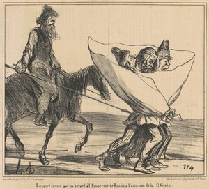 送られた花束...ロシア皇帝へ... 作： Honoré Daumier