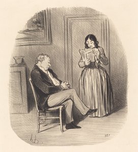 ブルジョワが読まれ、夕食後、いくつかの章... 作： Honoré Daumier