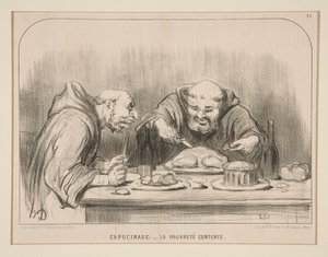 Capucinade: - 満足のいく貧困、Actualites の 88 番 作： Honoré Daumier