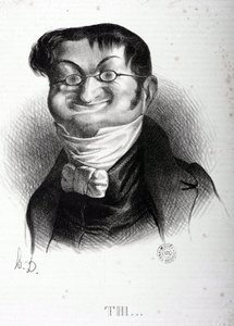 フランスの政治家、アドルフ・ティエール（1797-1877）の漫画。オノレ・ドーミエ（1808-1879）のデッサン。アルボー美術館。 作： Honoré Daumier