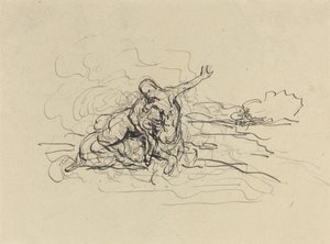 女性を連れ去るケンタウロス 作： Honoré Daumier