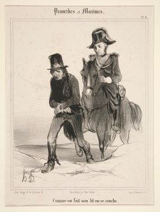箴言と格言より 4 人は寝床を整え、人は横になる。 作： Honoré Daumier