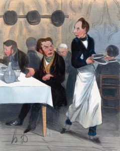 レストランでクレームをつけるお客様 作： Honoré Daumier