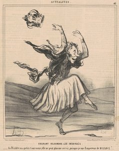 暴徒に加わるために走る 作： Honoré Daumier