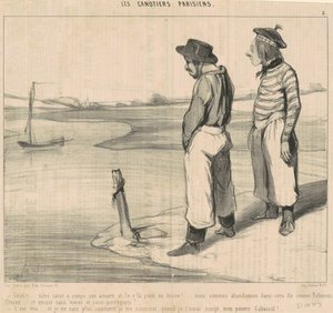 クリスティ！ ...カヌーが係留を壊してしまいました... 作： Honoré Daumier