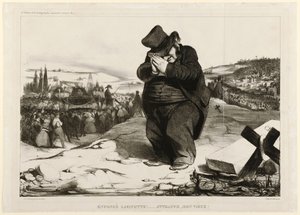 潰されたラファイエット...。追い詰められた老兵1834年（リトグラフ 作： Honoré Daumier