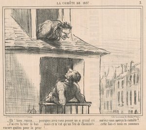 おい！ ねえ、隣人…どうして押したの… 作： Honoré Daumier