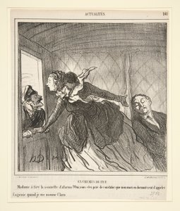 電車の中で: マダムが呼び鈴を鳴らした 作： Honoré Daumier