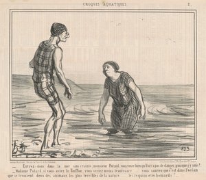 恐れずに海に入る... 作： Honoré Daumier