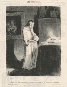 男に耽溺する人道的手紙の女… 作： Honoré Daumier