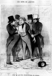 オノレ・ドーミエ（1808-1879）が描いた正義をテーマにした漫画「Gens de Justice」から引用したもので、季節を問わず狩りができるゲーム。"Charivari" 作： Honoré Daumier