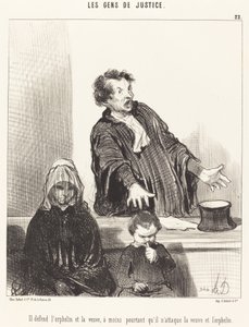 彼は孤児と未亡人を擁護します... 作： Honoré Daumier